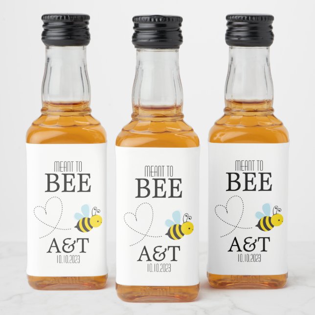Meant To Bee Monogram Mini Liquor Bottle Label (Bottles)