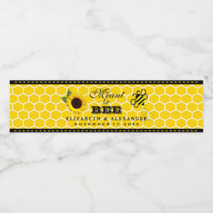 Meant To Bee Sunflower Wedding Water Bottle Label