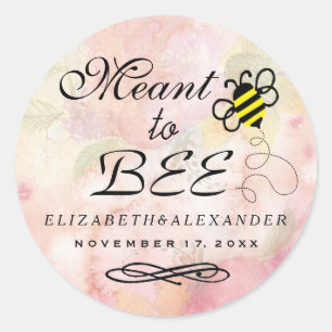 Meant To Bee Watercolor Flower Wedding Guest Favou Classic Round Sticker