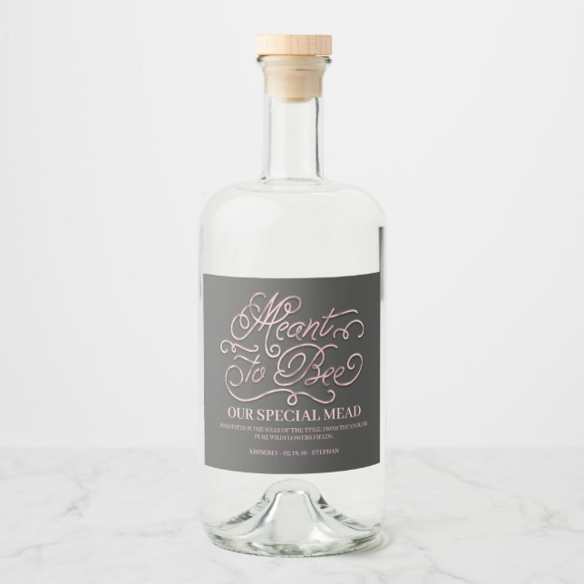 Meant To Bee Wedding Mead - Honey Wine Liquor Bottle Label (Front)