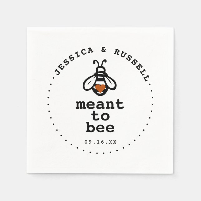 Meant To Bee Wedding Napkin (Front)