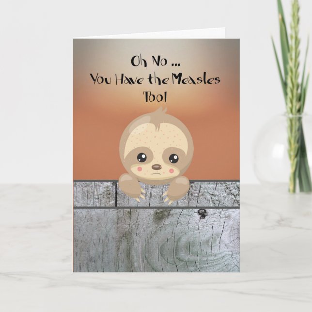 Measles Get Well Card for Child with Sloth (Front)