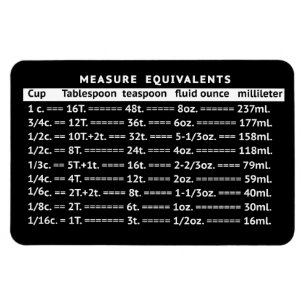 Measure Equivalents Black Refrigerator Magnet