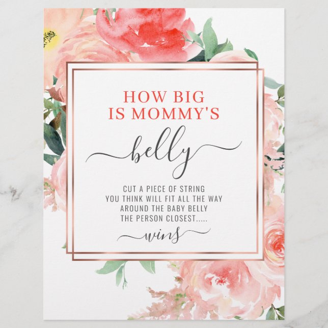Measure the Baby Belly Game Peach Floral Coral Fly Flyer (Front)