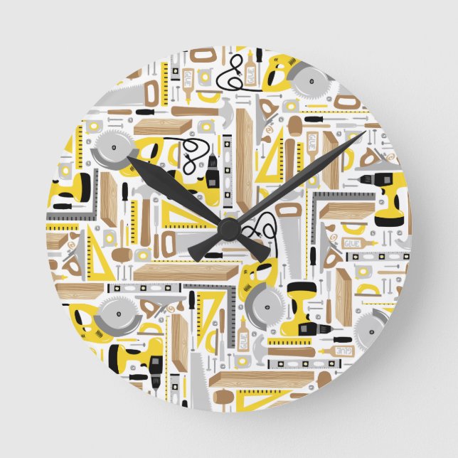 Measure Twice, Cut Once Round Clock (Front)