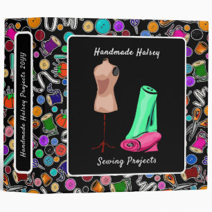 Measure Twice Cut Once Sewing Supplies on Black Binder