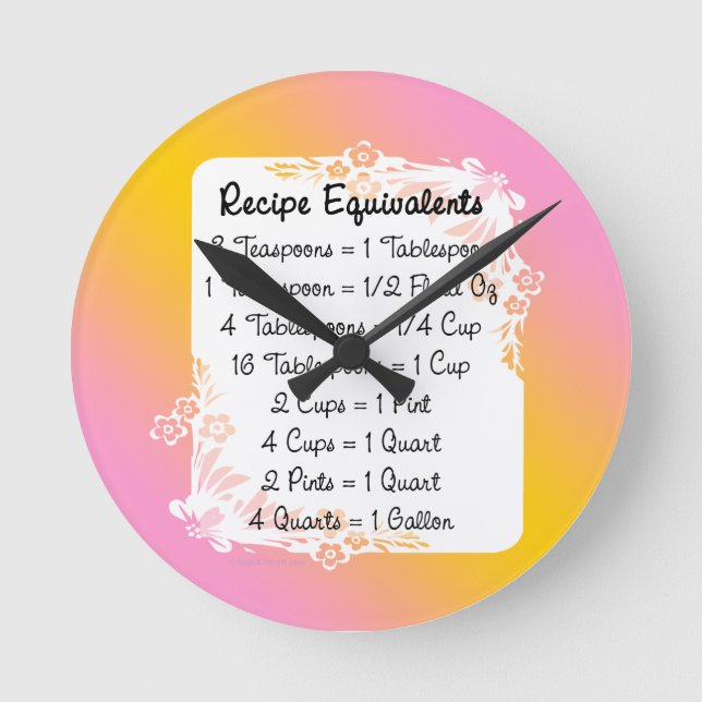 Measurement Equivalents Kitchen Helper Clock (Front)