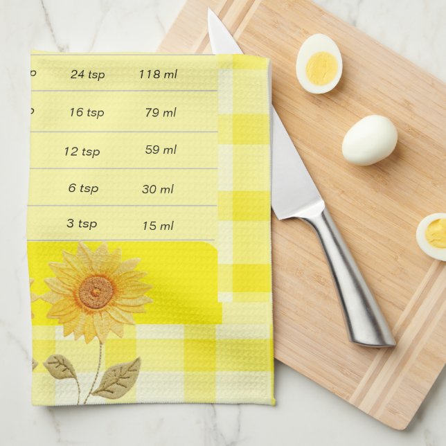 Measurement Sunflower Yellow Gingham Logo  Kitchen Towel (Quarter Fold)