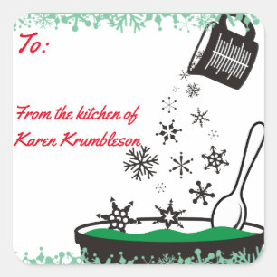 Measuring cup pouring snowflakes Christmas baking Square Sticker