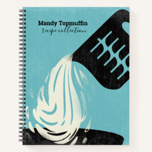 Measuring cup pouring splash personalized recipe notebook