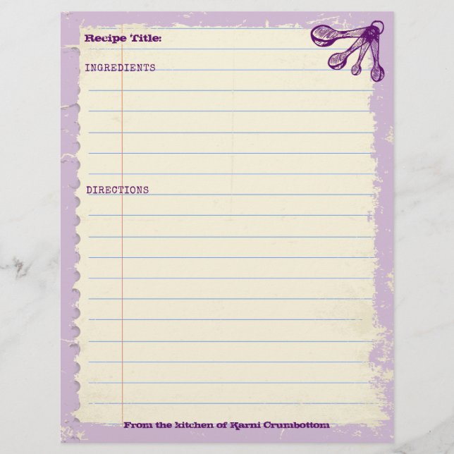 Measuring spoons baking bakery personalized recipe (Front)