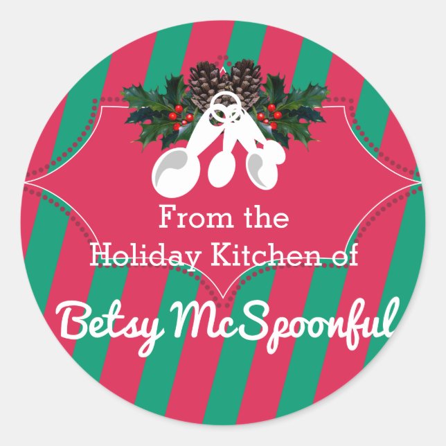 Measuring spoons Christmas from the kitchen of Classic Round Sticker (Front)