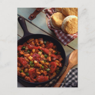 Meat and potato hash with biscuits postcard