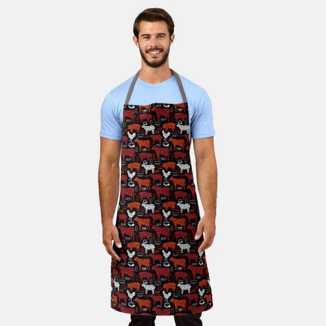 Meat Cuts Diagrams for Butcher Shop Apron (Worn)
