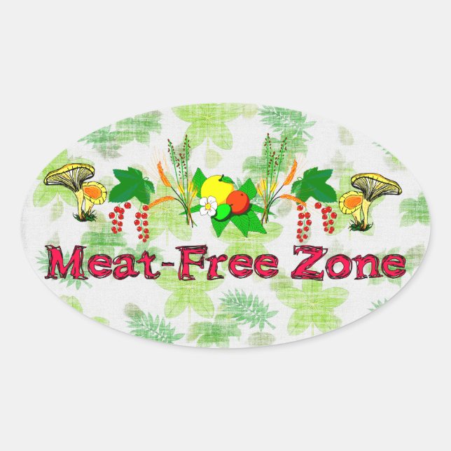 Meat-Free Zone Oval Sticker (Front)