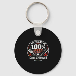 Meat is 100% grill approved funny bbq dad father’s keychain