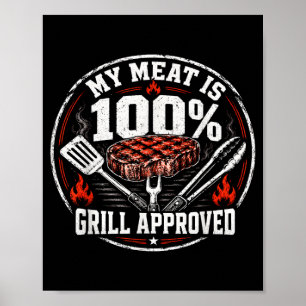 Meat is 100% grill approved funny bbq dad father’s poster