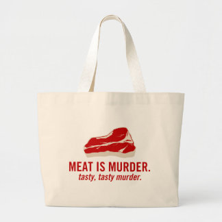 Meat is Murder, Tasty Murder Large Tote Bag