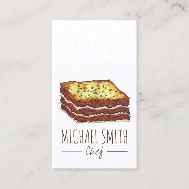 Meat Lasagne Lasagna Italian Restaurant Food Chef Business Card (Front)