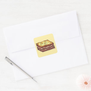 Meat Lasagne Lasagna Restaurant Food Italian Italy Square Sticker