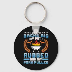 Meat Lover I Like My Racks Big Pulled Pork Bbq Keychain