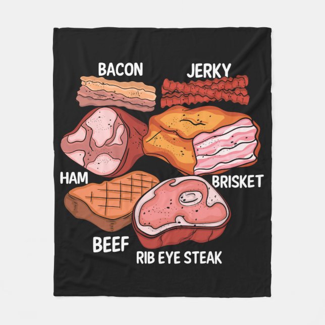 Meat Lover Men Barbecue Brisket Steak Grill BBQ Fleece Blanket (Front)