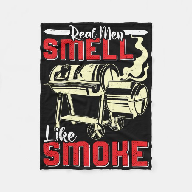 Meat Lover Real Men Smell Like Smoke Funny Men  Fleece Blanket (Front)