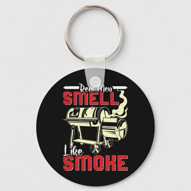Meat Lover Real Men Smell Like Smoke Funny Men  Keychain (Front)