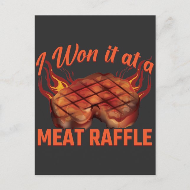 Meat Raffle Winner BBQ Steak Butcher Minnesota Postcard (Front)