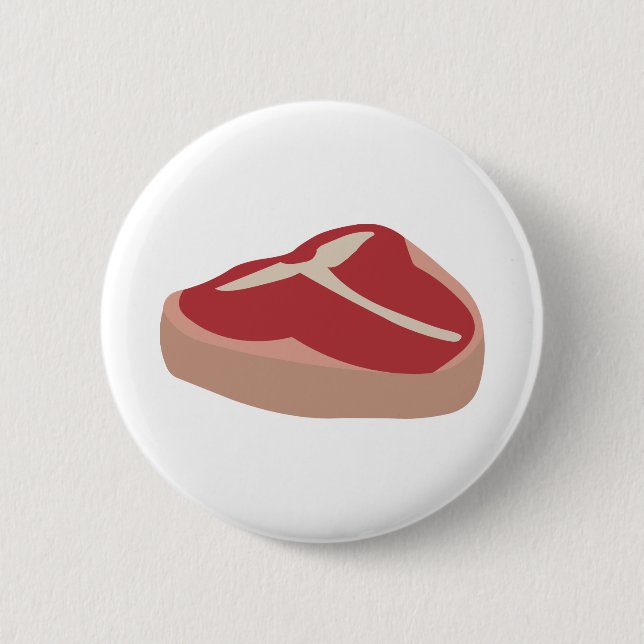 Meat Raw Steak Fresh Protein Pork Chop Beefsteak 2 Inch Round Button (Front)