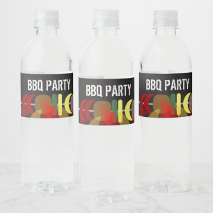 Meat Skewers BBQ Cook Out Party  Water Bottle Label