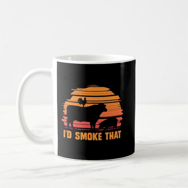 Meat Smoking Barbecue Chef Steak Grilling BBQ Coffee Mug (Left)