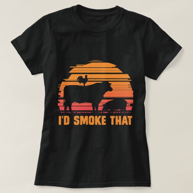 Meat Smoking Barbecue Chef Steak Grilling BBQ T-Shirt (Design Front)