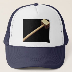 Meat tenderizing mallet in wood trucker hat