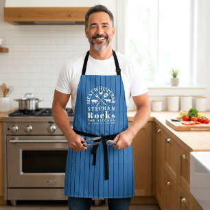 Meat Whisperer BBQ Master Blue Pinstripe Design  Apron
