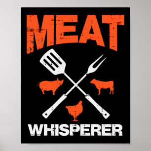 Meat Whisperer Funny Barbecue Grilling Bbq Grill M Poster