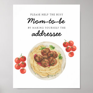 Meatball Baby shower Busy Mother Poster