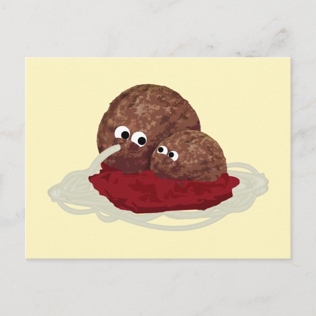 Meatball Eating Spaghetti Postcard (Front)