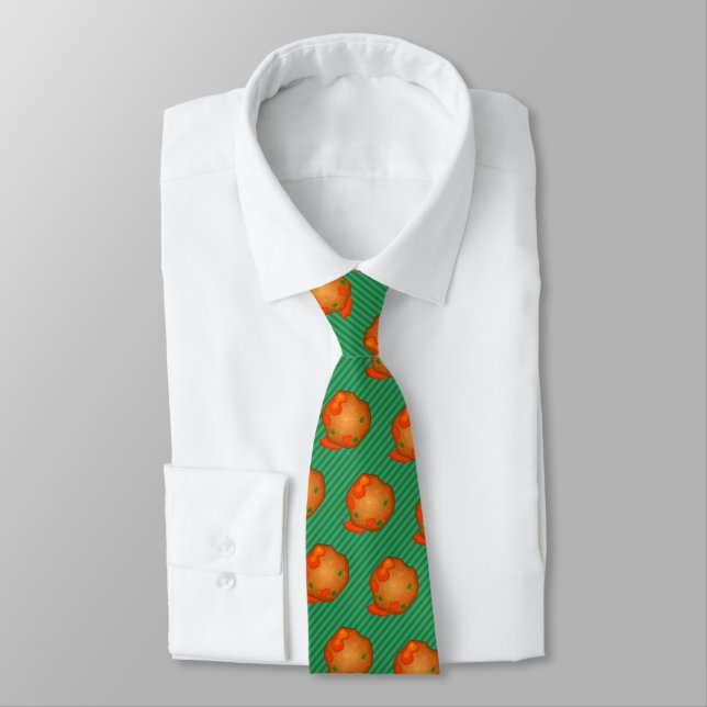 Meatballs in sauce - custom striped background tie (Tied)