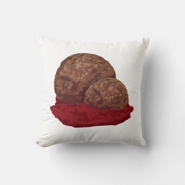 Meatballs in Sauce Throw Pillow (Front)