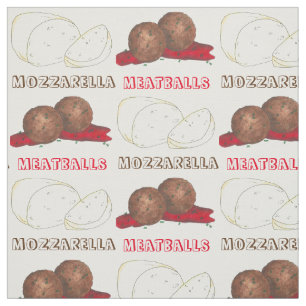 Meatballs Mozzarella Italian Food Cooking Foodie Fabric