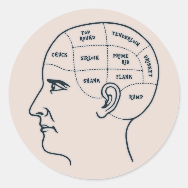 Meathead Phrenology Classic Round Sticker (Front)