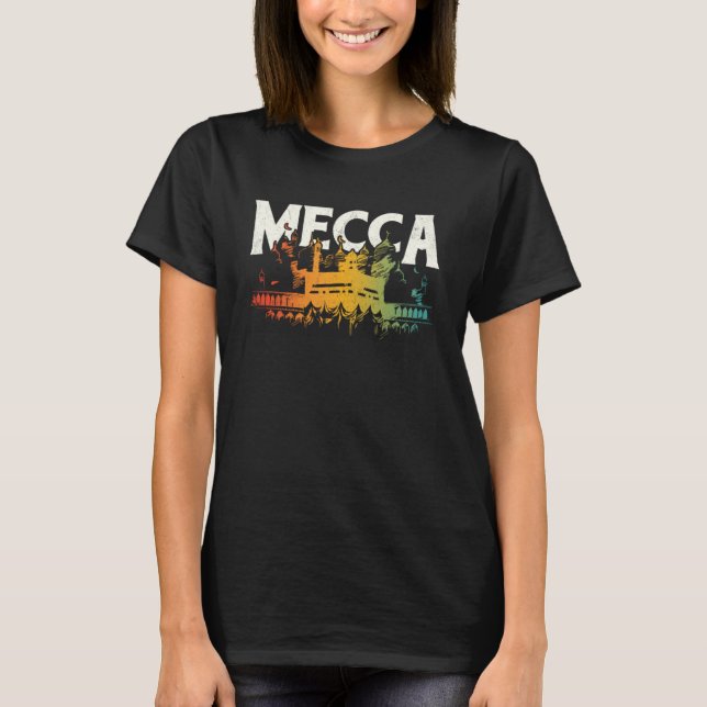 Mecca Eid Mubarak Arabic Muslim Ramadan Allah Isla T-Shirt (Front)
