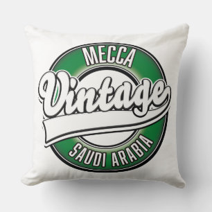 Mecca saudi arabia vintage logo throw pillow