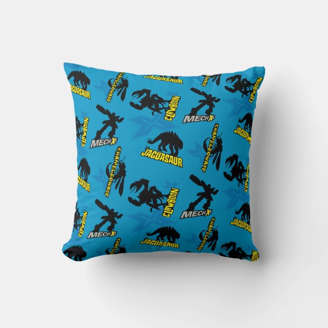 MECH-X4 Blue Pattern Throw Pillow (Front)