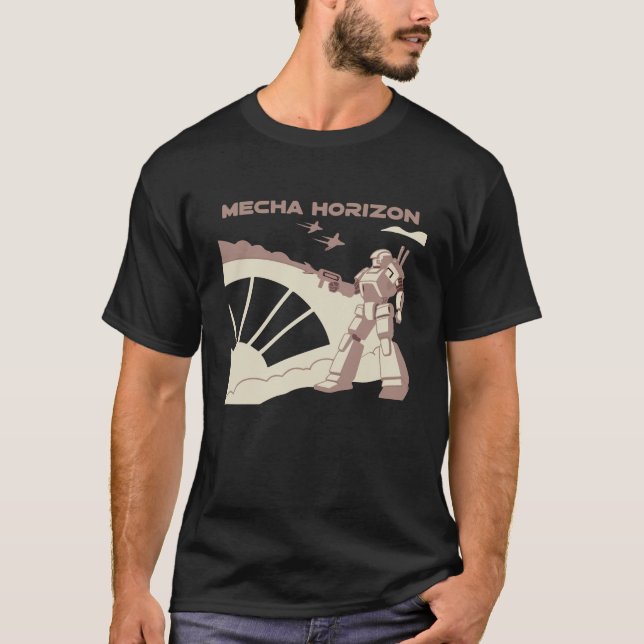 Mecha Horizon – Futuristic War Machine T-Shirt (Front)