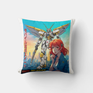 MECHA WARRIOR - KAORI'S ANGEL SUITE MK78  THROW PILLOW