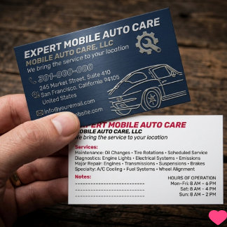 Mechani Service Auto Repair & Car AC Specialist 17 Business Card