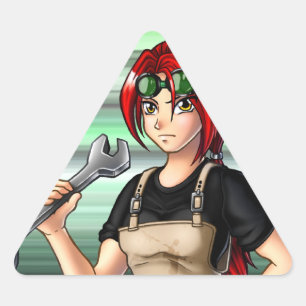 Mechanic Anime Girl Triangle Sticker