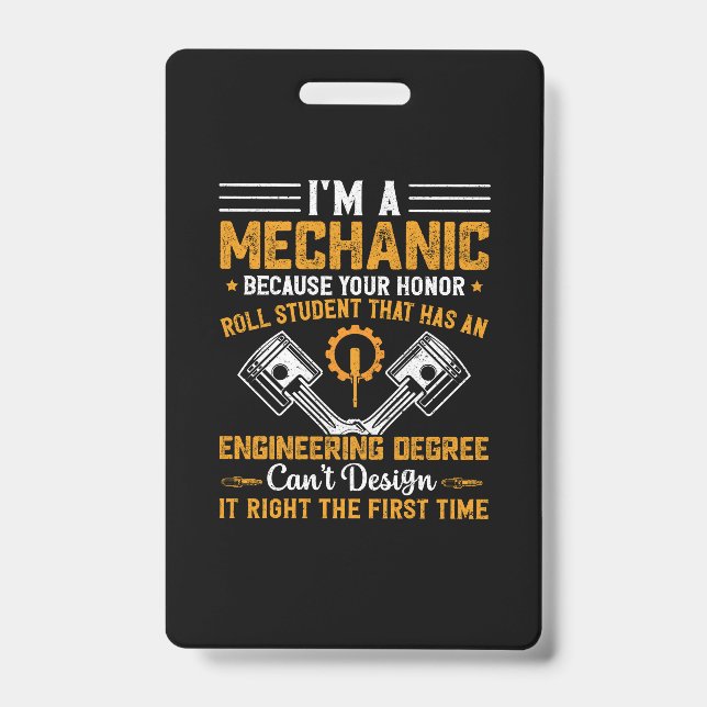 Mechanic Art | I Am A Mechanic Badge (Front)